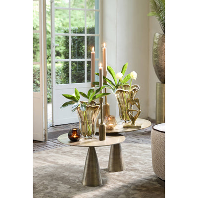 32cm Brown Glass Fluted Vase