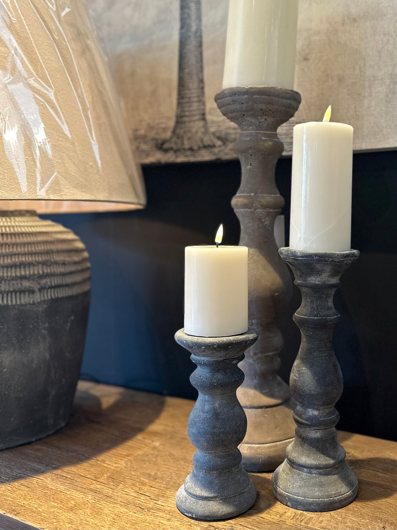 Dark Grey Column Candle Holder