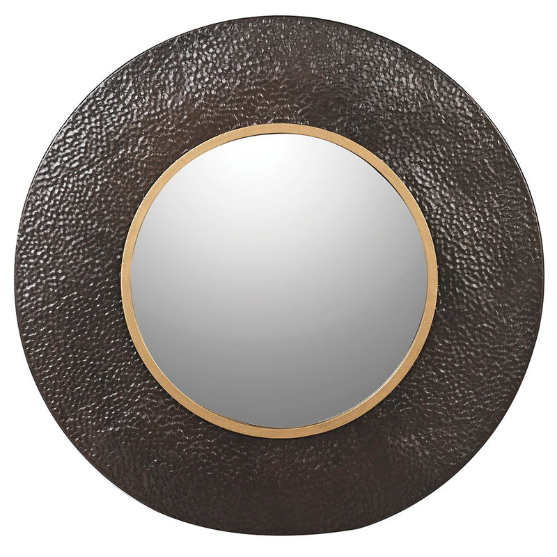 Round Brown Textured Mirror