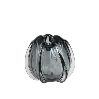 MUREL 22cm Round Abstract Grey Glass Vase