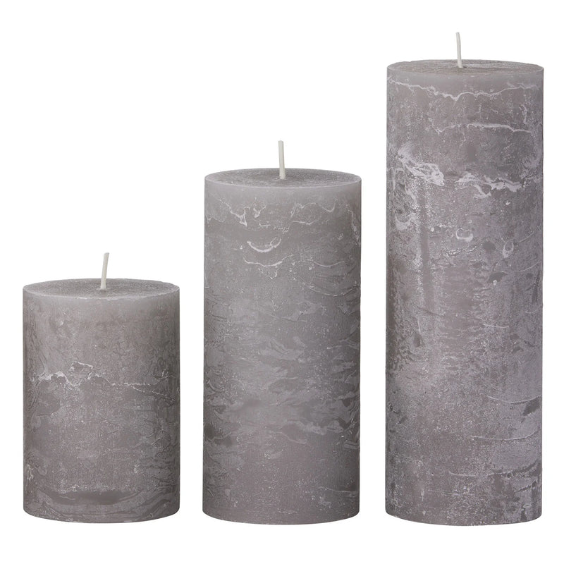 Rustic Pearl Grey Pillar Candle 7x20