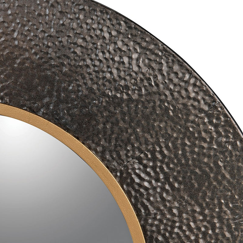 Round Brown Textured Mirror