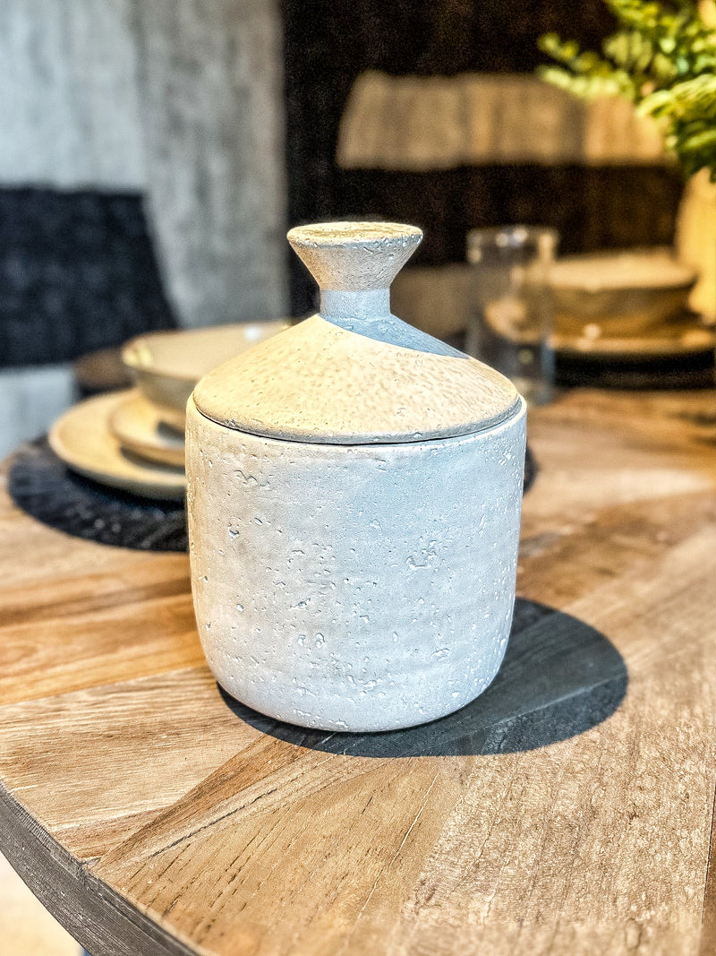 Large Taupe Lidded Jar