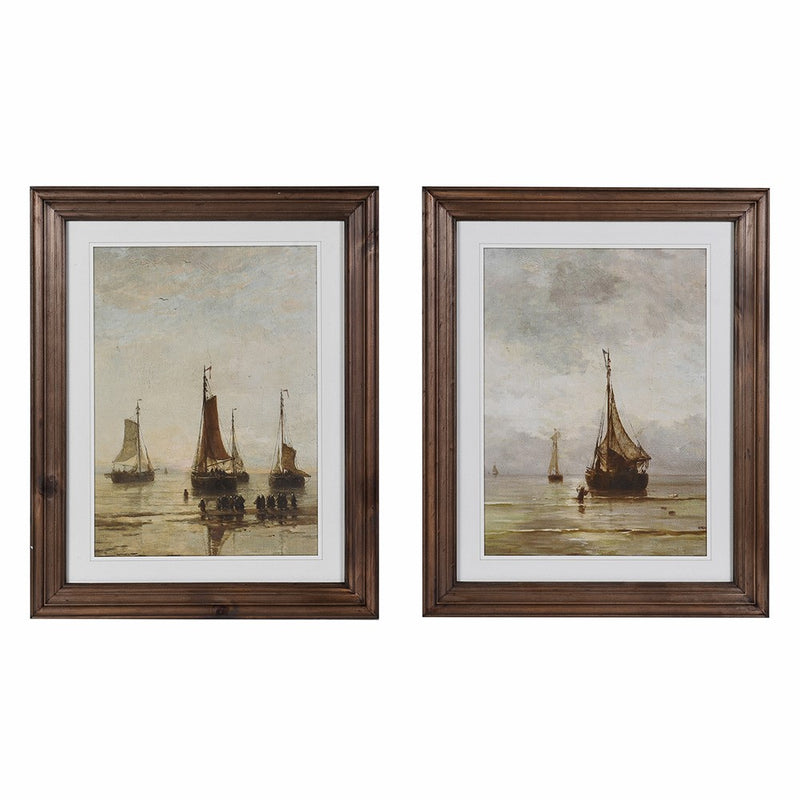 Set of 2 Ships Wall Art in Wooden Frame