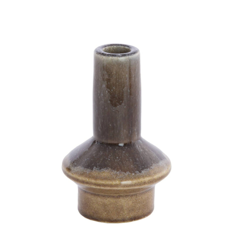 Two Tone Brown Ceramic Candle Stick