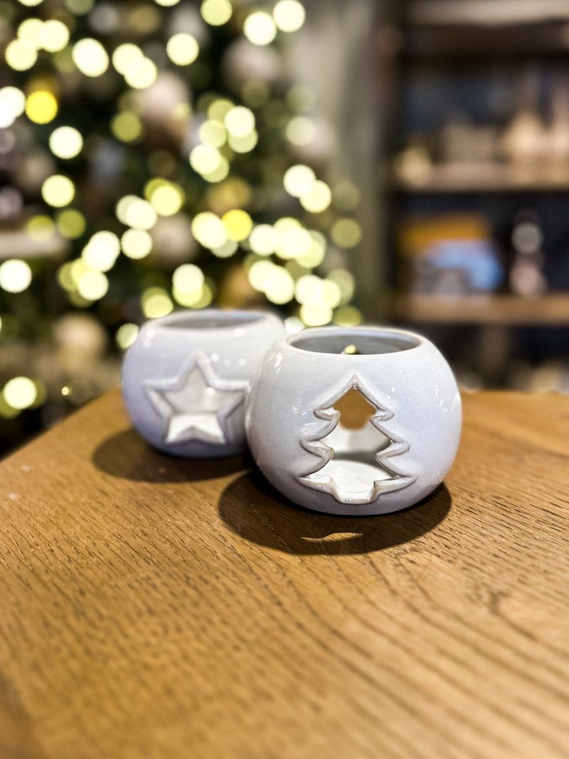 Large Antique Silver Ribbed Votive