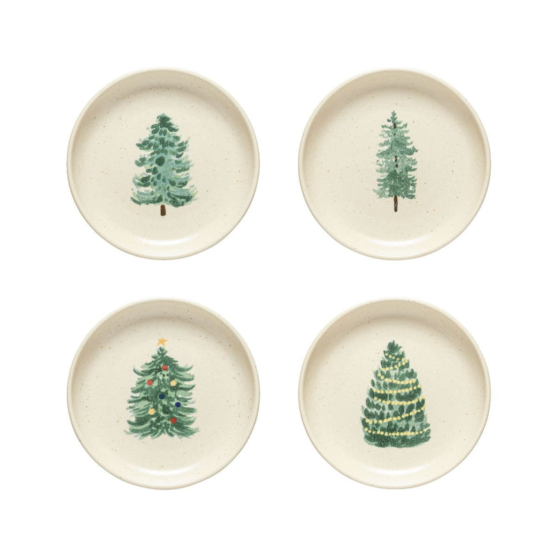 S/4 Christmas Tree Print Side Plates