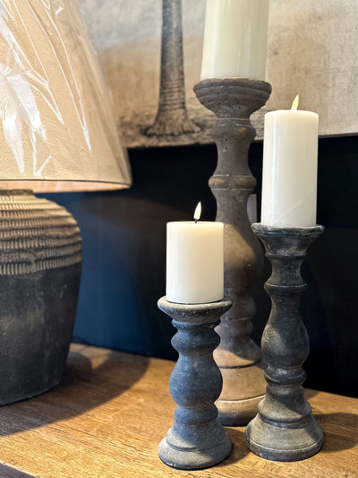 Small Dark Grey Column Candle Holder