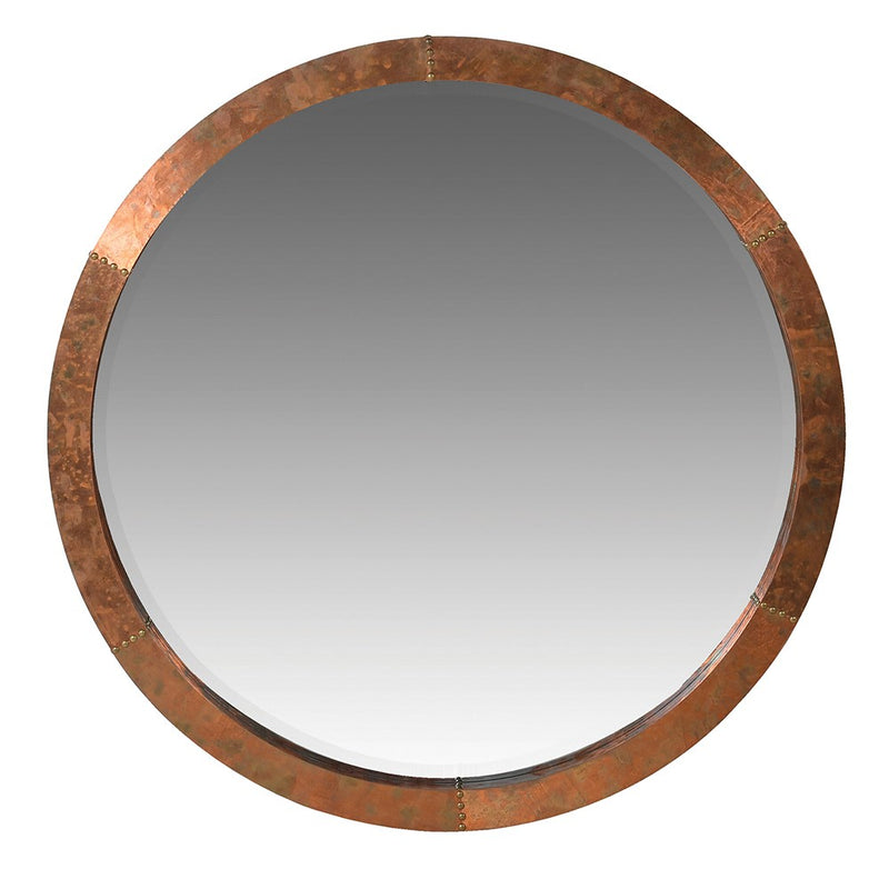 Mottled Copper Effect Round Mirror