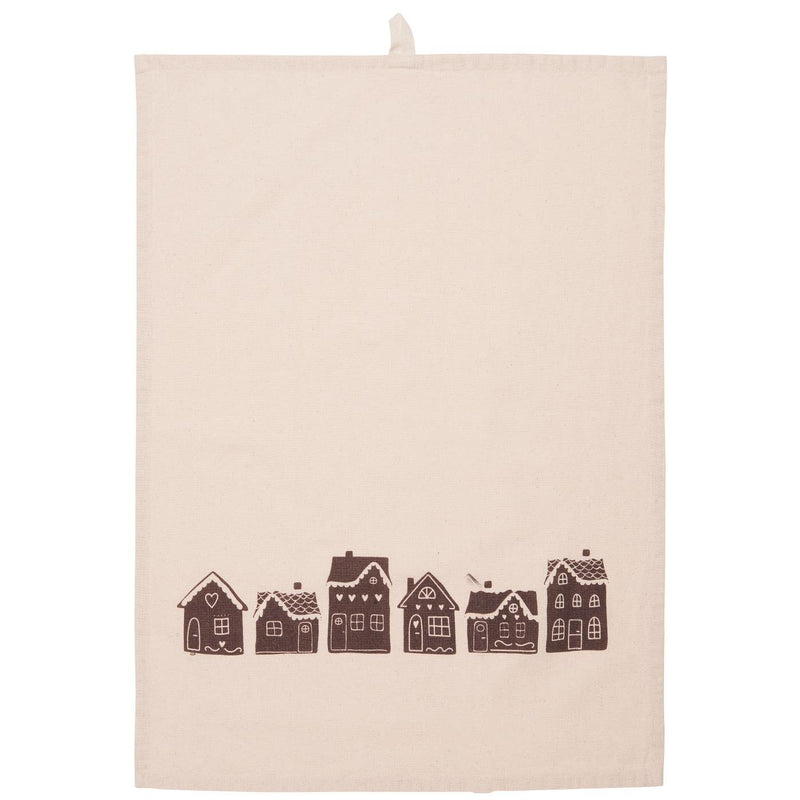 Natural/Brown Houses Tea Towel