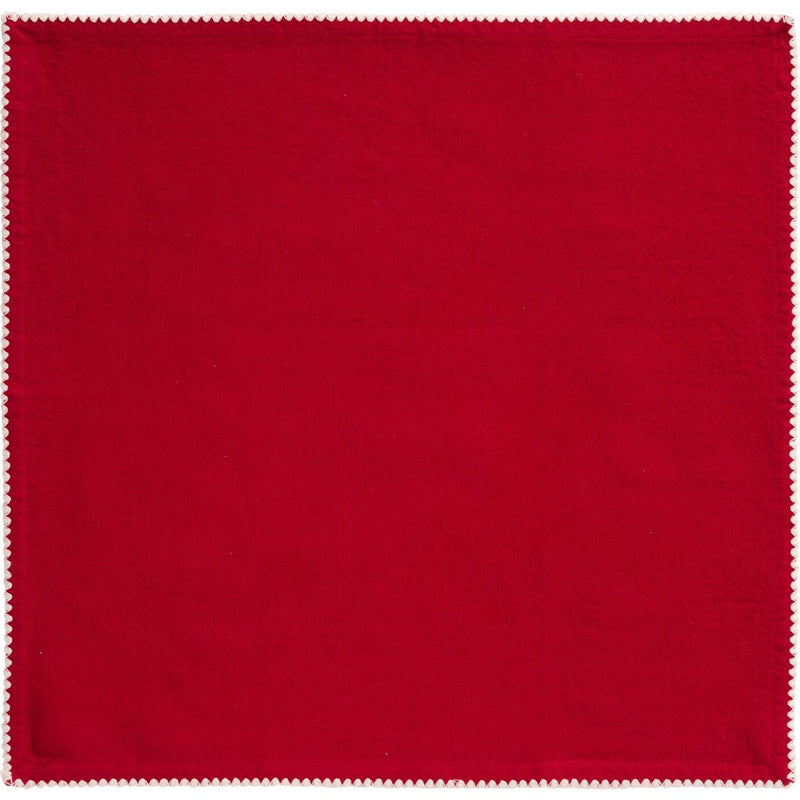 Red Napkin With White Border Stitching