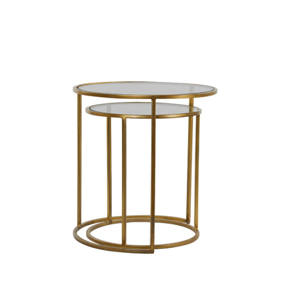 S/2 Smoked Glass & Gold Side Tables