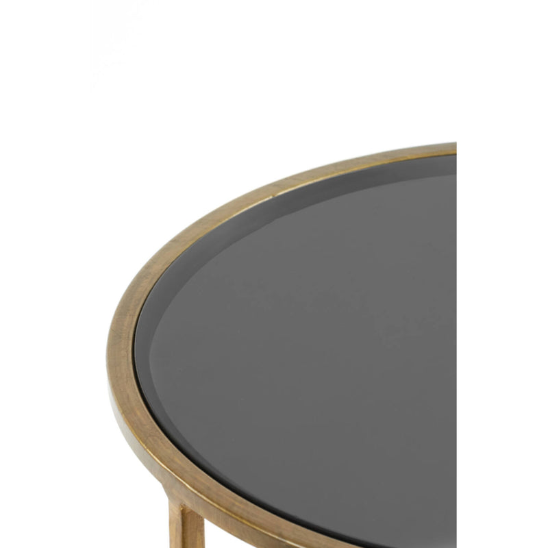 S/2 Smoked Glass & Gold Side Tables