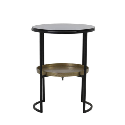 Black & Antique Bronze 2 Tier Side Table