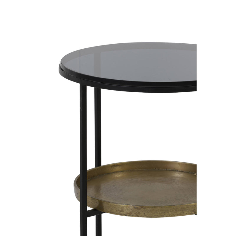 Black & Antique Bronze 2 Tier Side Table