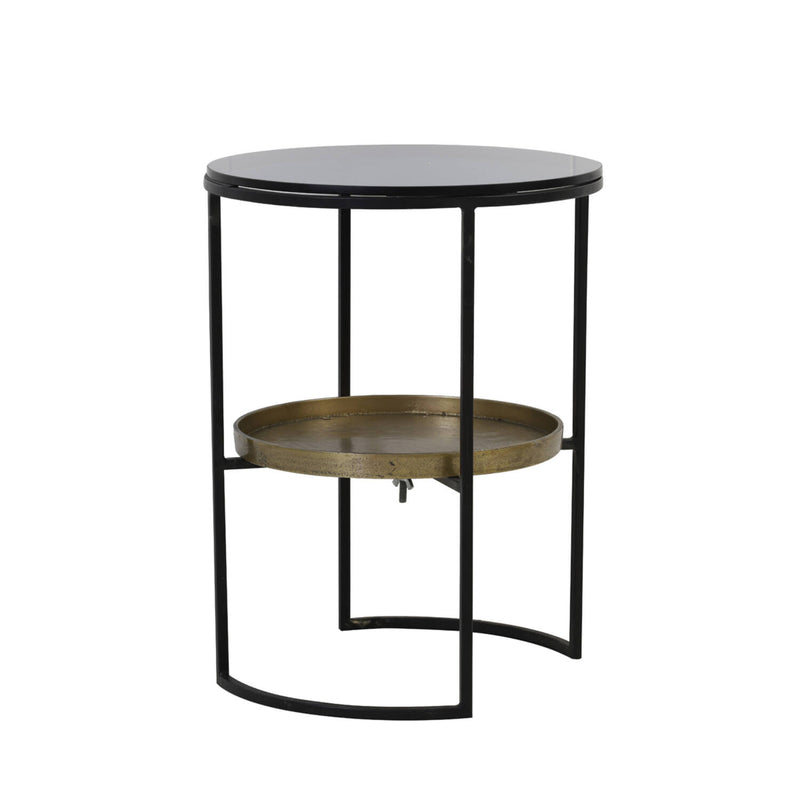 Black & Antique Bronze 2 Tier Side Table