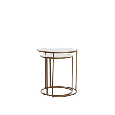 Set of 2 Clear Glass & Gold Side Tables