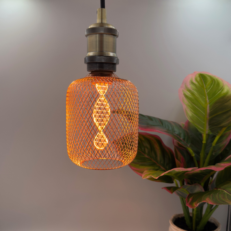 Gold Mesh Twisted Filament Cylinder Bulb