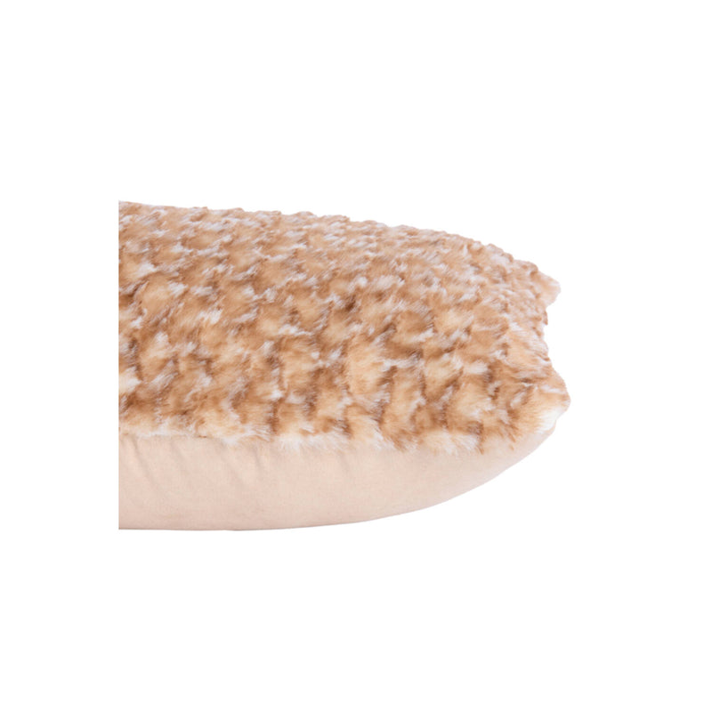 60x30cm Brown & Cream Spotted Faux Fur Cushion