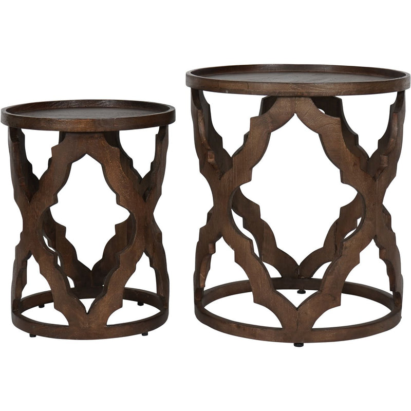 S/2 Carved Wooden Side Tables