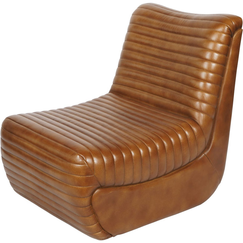 Ribbed Cognac Leather Chair