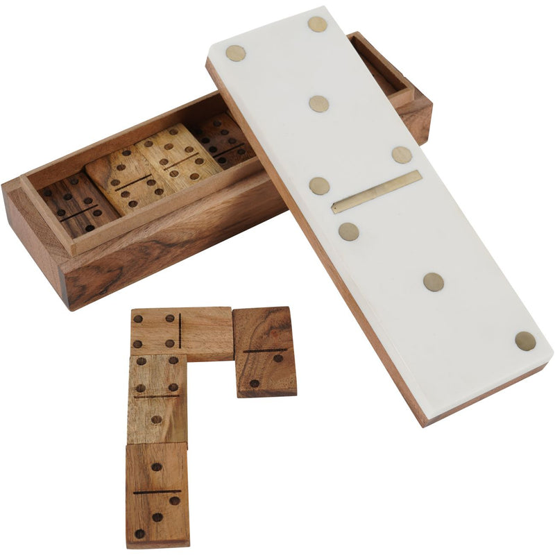 White & Gold Dominoes Set