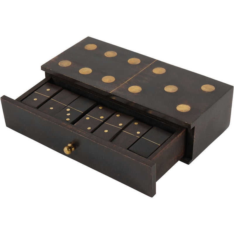 Dark Wooden Dominoes Set in Box