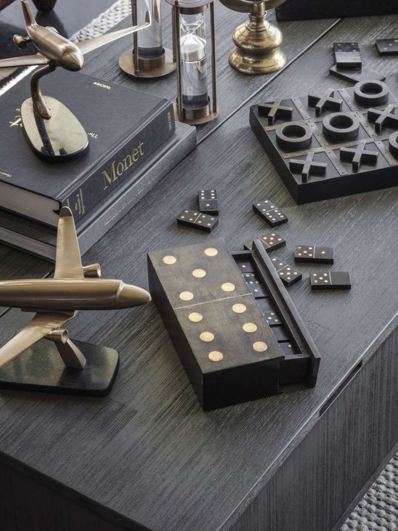 Dark Wooden Dominoes Set in Box