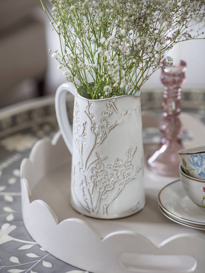 Large White Stem Stoneware Jug