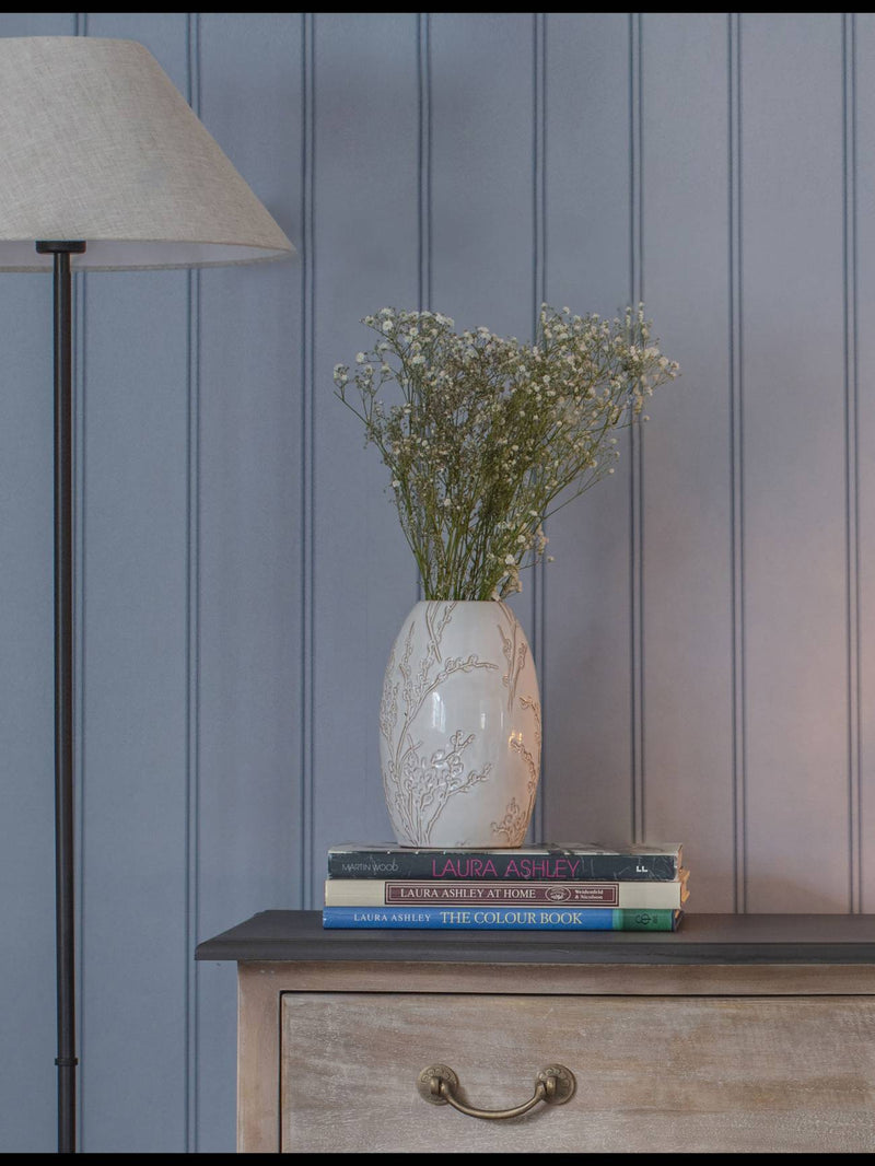 Large White Stem Stoneware Vase