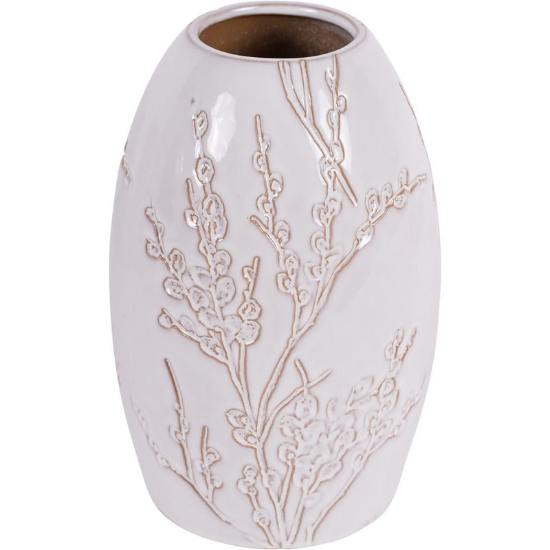 Large White Stem Stoneware Vase