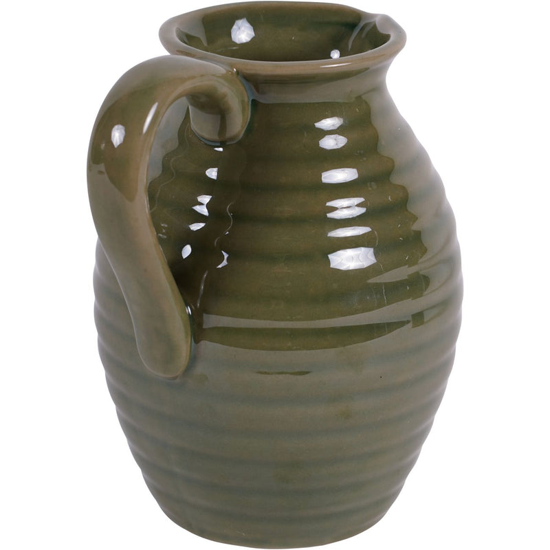 Green Stoneware Handle Vase