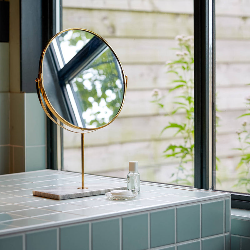Gold/Marble Base Table Mirror