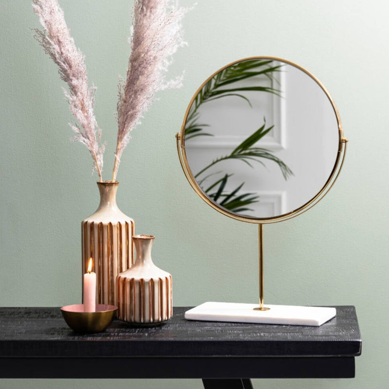 Marble & Gold Mirror On Base