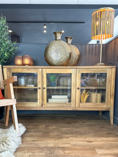 Glass Fronted Recycled Teak Sideboard