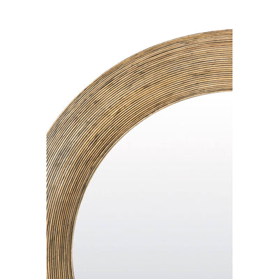 Large Ridged Wood Round Mirror