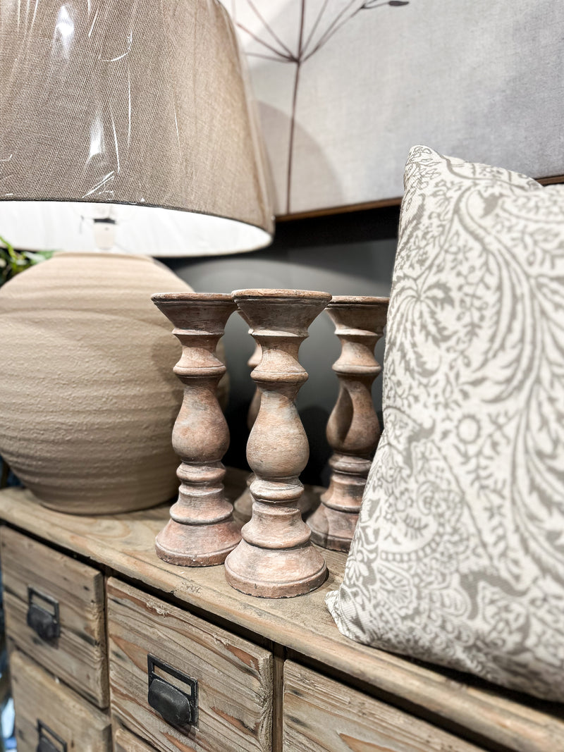 Brown Ceramic Column Candle Holder