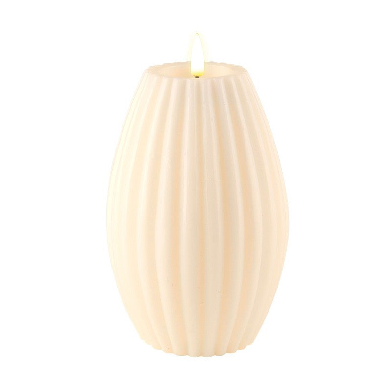 10x15cm LED Cream Ribbed Candle