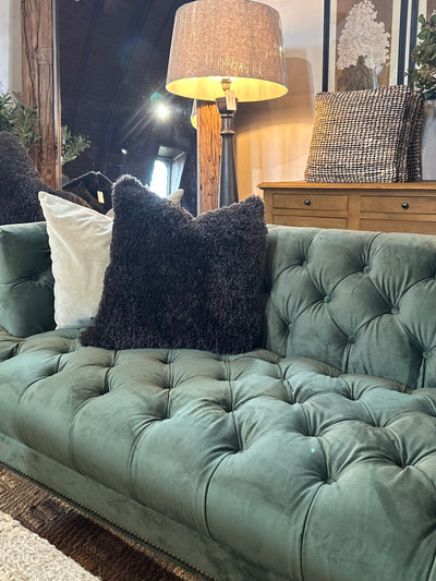 Sage Green Buttoned Sofa