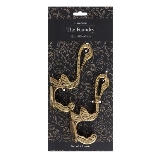 Set of 2 Gold Bird Wall Hooks