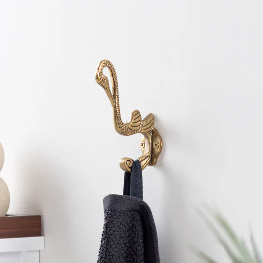 Set of 2 Gold Bird Wall Hooks