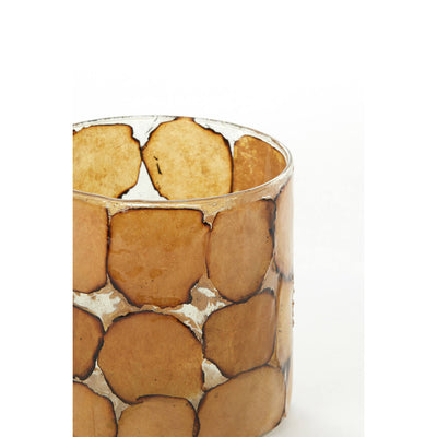 11cm Brown Squares Glass Tealight Holder
