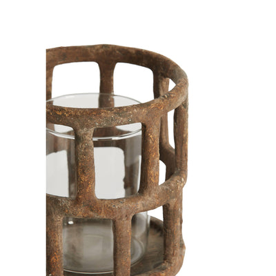 Antique Brown & Glass Hurricane 34.5cm