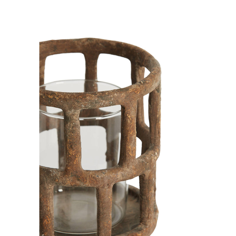 Antique Brown & Glass Hurricane 34.5cm