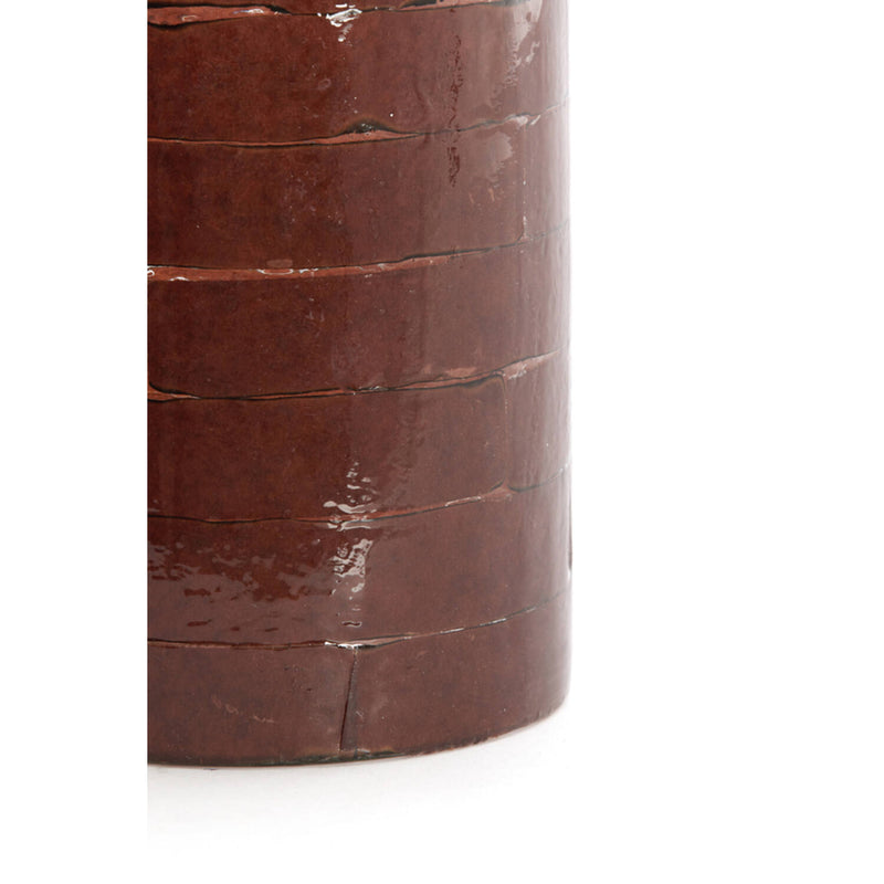 20cm NERI Dark Brown Stripe Glass Tealight Holder