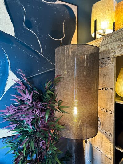 180cm Linen Grey Round Floor Lamp