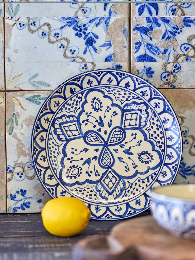 Flora Plate, Blue Stoneware