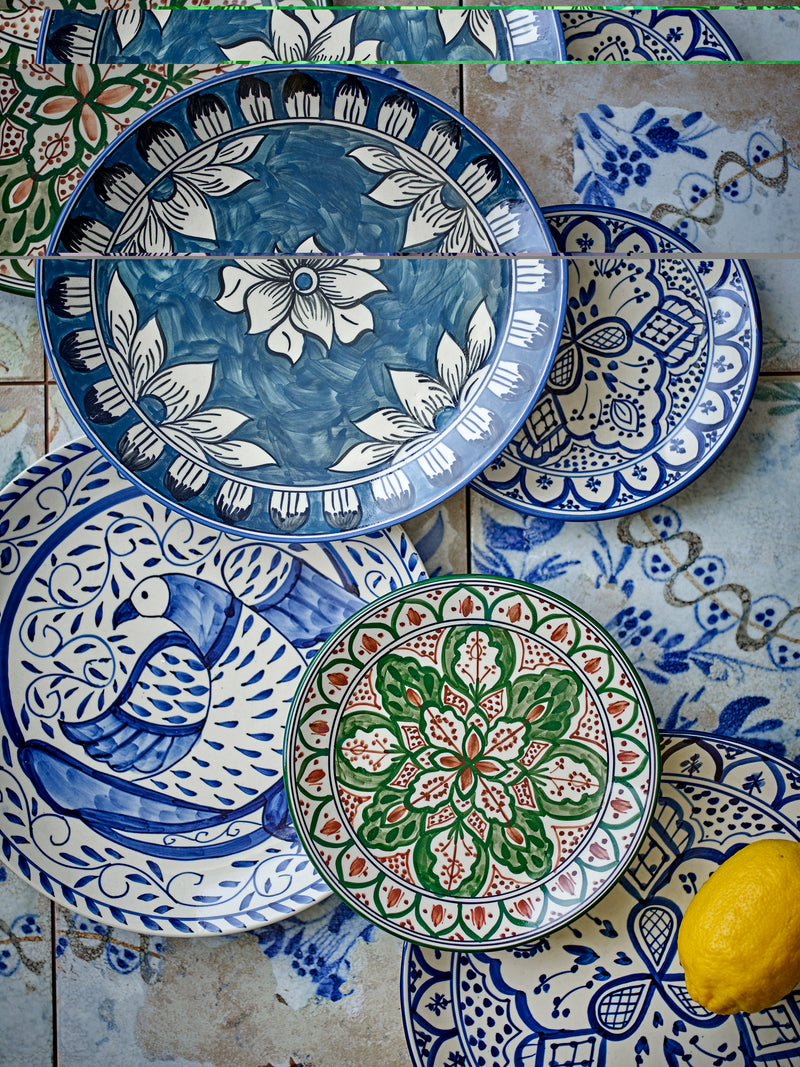 Flora Plate, Blue Stoneware
