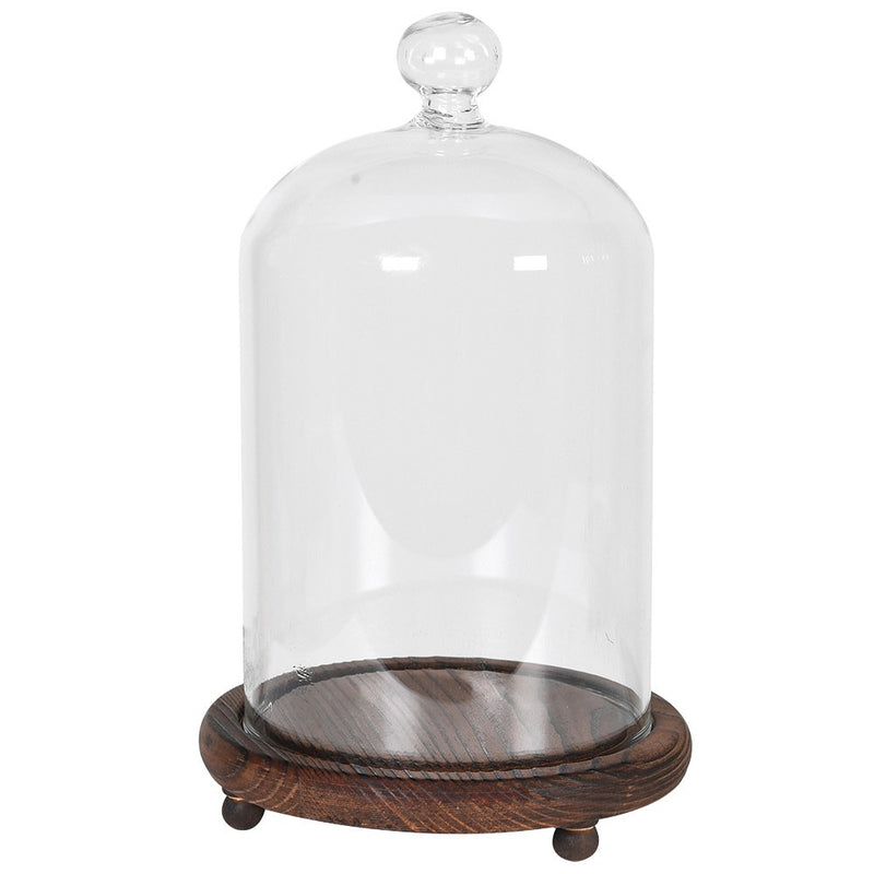 Small Wooden Base Glass Dome