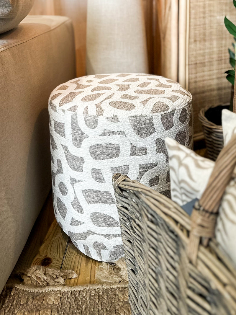 Taupe & Beige Swirl Pattern Pouf